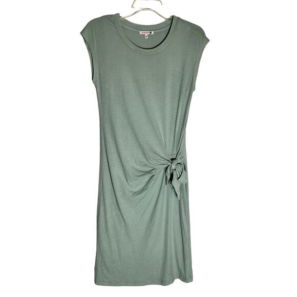 Sundry Cap Sleeve Side Tie Jersey Mini T-Shirt Dress Women's Size 0 Sage Green - Picture 1 of 5